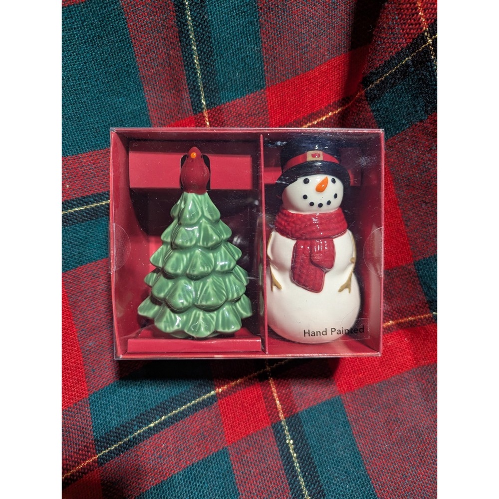 St Nicholas Square Yuletide Christmas Tree & Snowman Salt & Pepper Shaker‎ Set